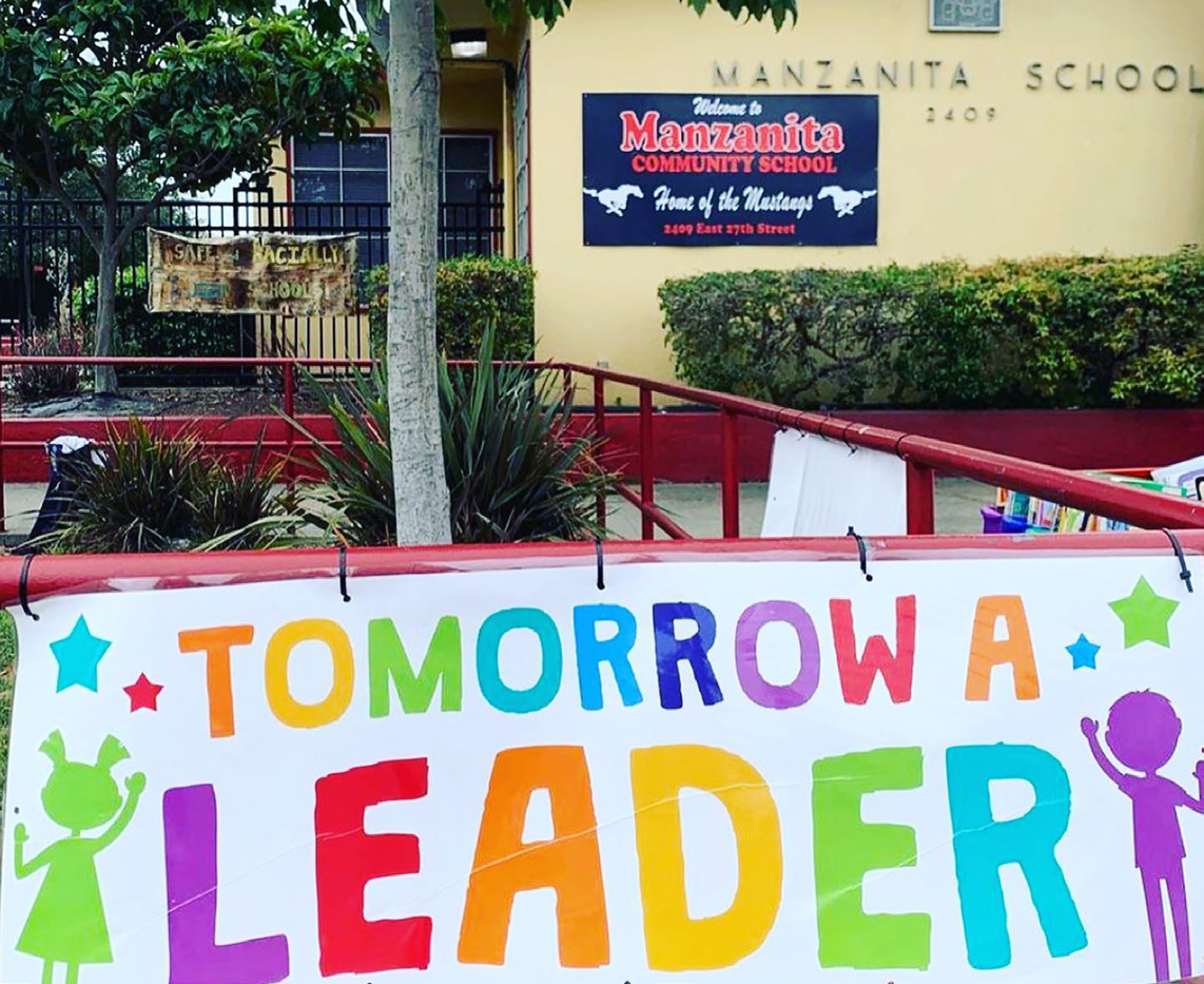 Entrance to Manzanita Community School in Oakland, California